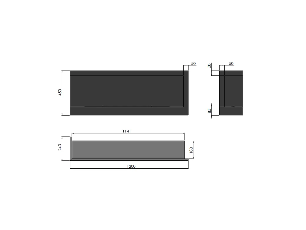 Caminetto a Bioetanolo Angolare Corner 1200 Left SimpleFire da incasso con Vetro
