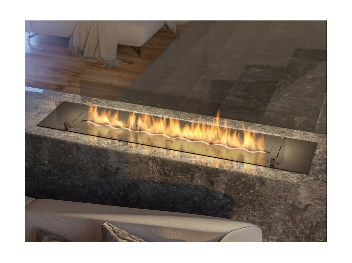 150 cm czarny wkład palnika na bioetanol ze stali nierdzewnej, wbudowany lub wolnostojący, 5 l, ze szkłem w zestawie