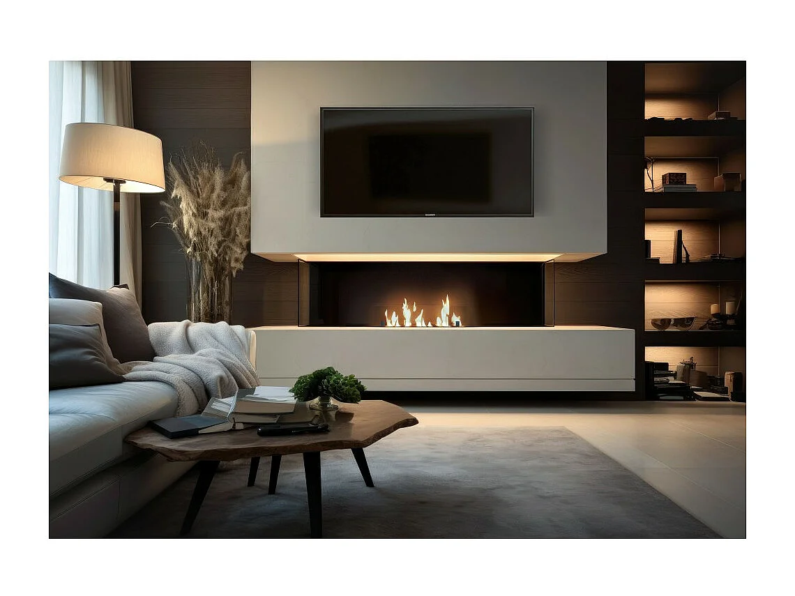 80 cm czarny wkład palnika na bioetanol ze stali nierdzewnej do zabudowy lub wolnostojącego użytku, 1,2 l ze szkłem w zestawie