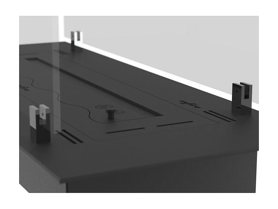 Brûleur insert bioéthanol 80cm en inox noir, à encastrer ou à poser, 1,2 litre avec verres inclus