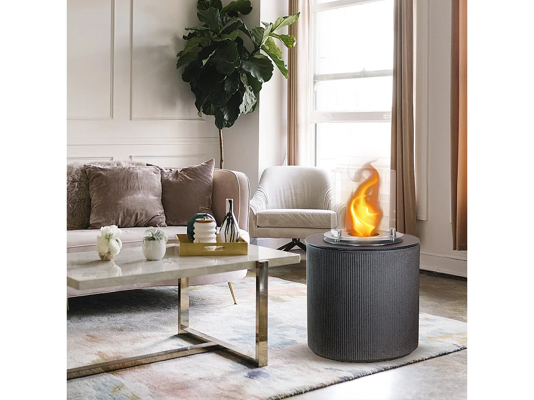 Brasero de jardin cheminée au bioéthanol pour intérieur et extérieur MODIGLIANI Ghisa Gris d.36 x h56