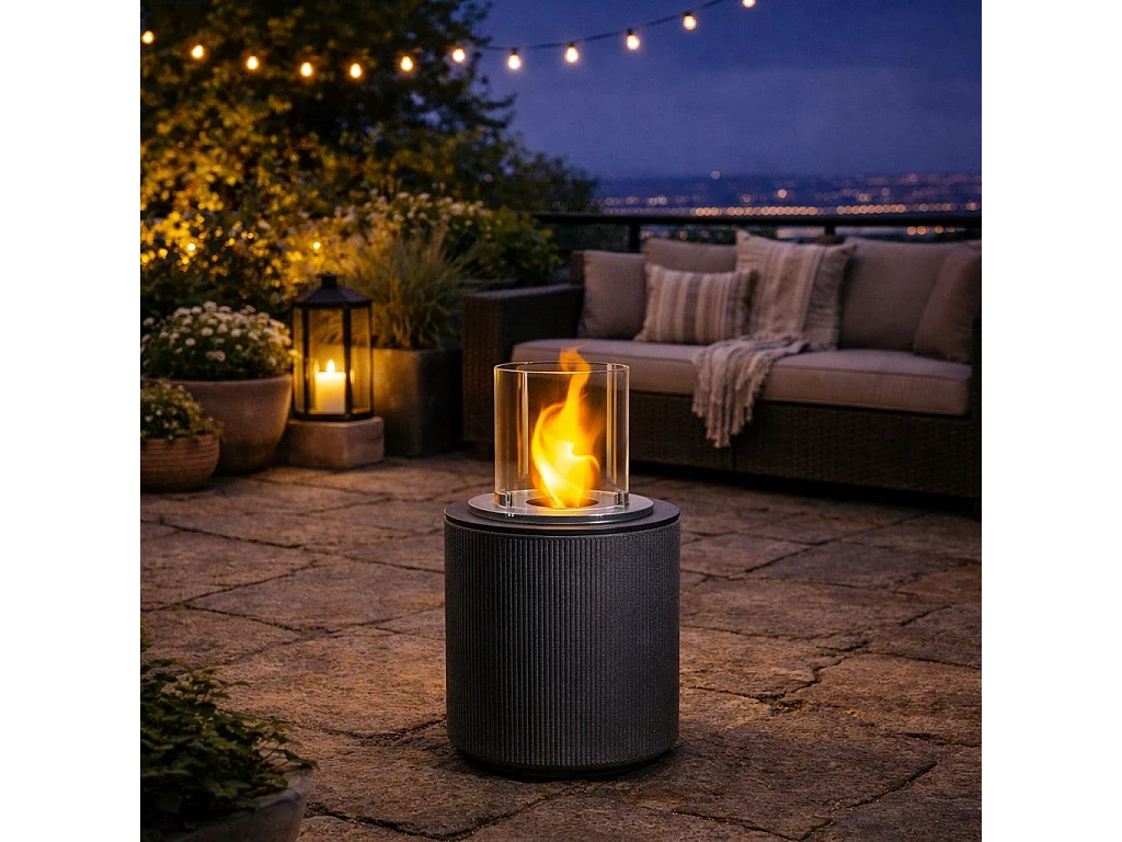 Brasero de jardin cheminée au bioéthanol pour intérieur et extérieur MODIGLIANI Ghisa Gris d.36xh56