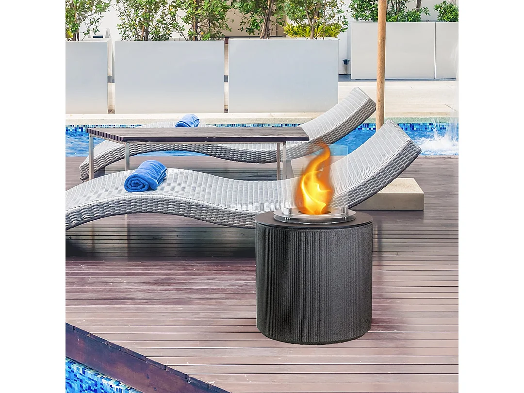 Brasero de jardin cheminée au bioéthanol pour intérieur et extérieur MODIGLIANI Ghisa Gris d.36 x h56