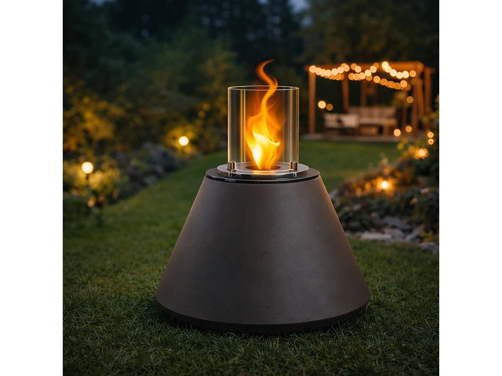 Brasero de jardin cheminée au bioéthanol pour intérieur et extérieur STROMBOLI Tortora d.60xh56