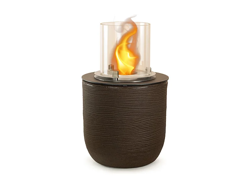 Chimenea de bioetanol brasero de suelo para jardín para interior y exterior RAFFAELLO Terra Marrone d.35 x h55