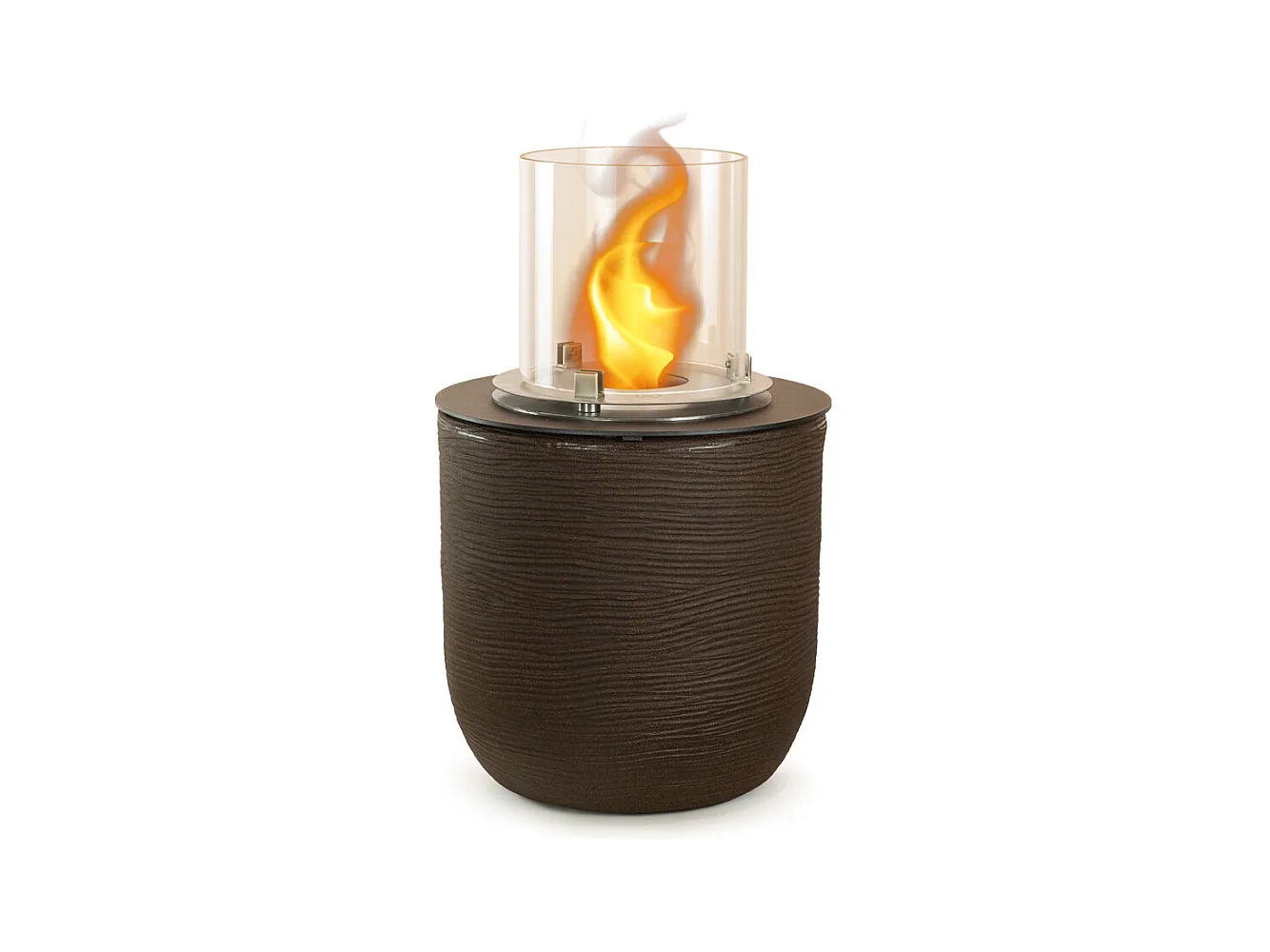 Brasero de jardin cheminée au bioéthanol pour intérieur et extérieur RAFFAELLO Terra Brown d.35 x h55