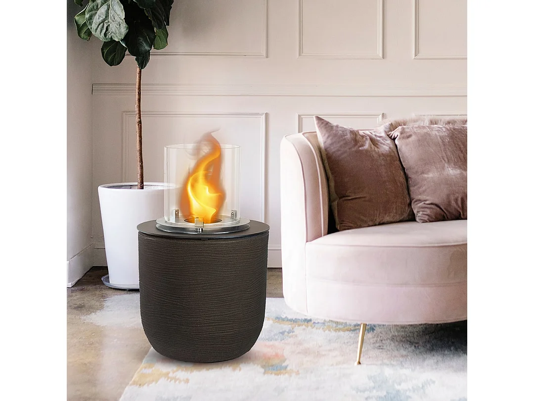 Brasero de jardin cheminée au bioéthanol pour intérieur et extérieur RAFFAELLO Terra Brown d.35 x h55