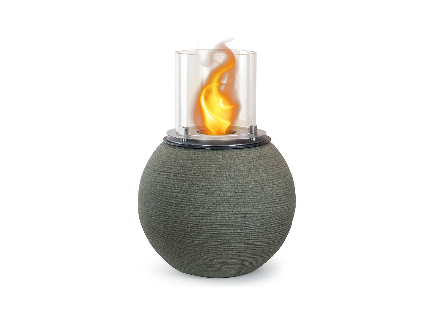 Brasero de jardin cheminée au bioéthanol pour intérieur et extérieur BOTTICELLI Vert Sauge d.40 x h54