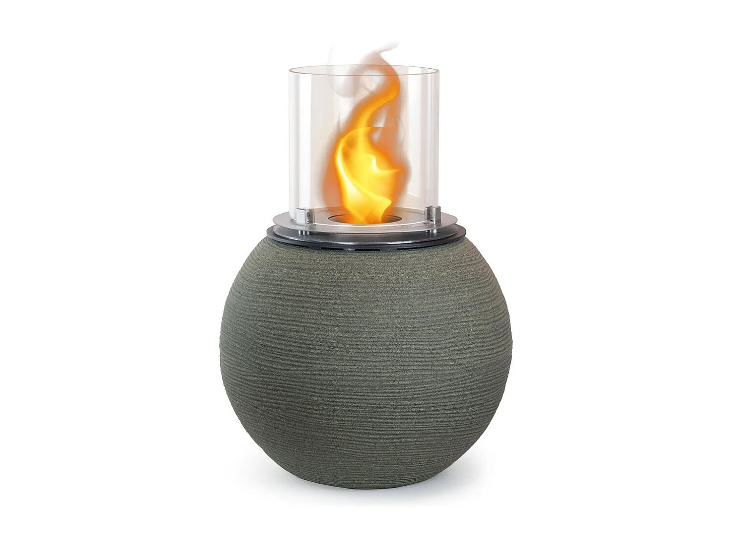 Brasero de jardin cheminée au bioéthanol pour intérieur et extérieur BOTTICELLI Vert Sauge d.40 x h54