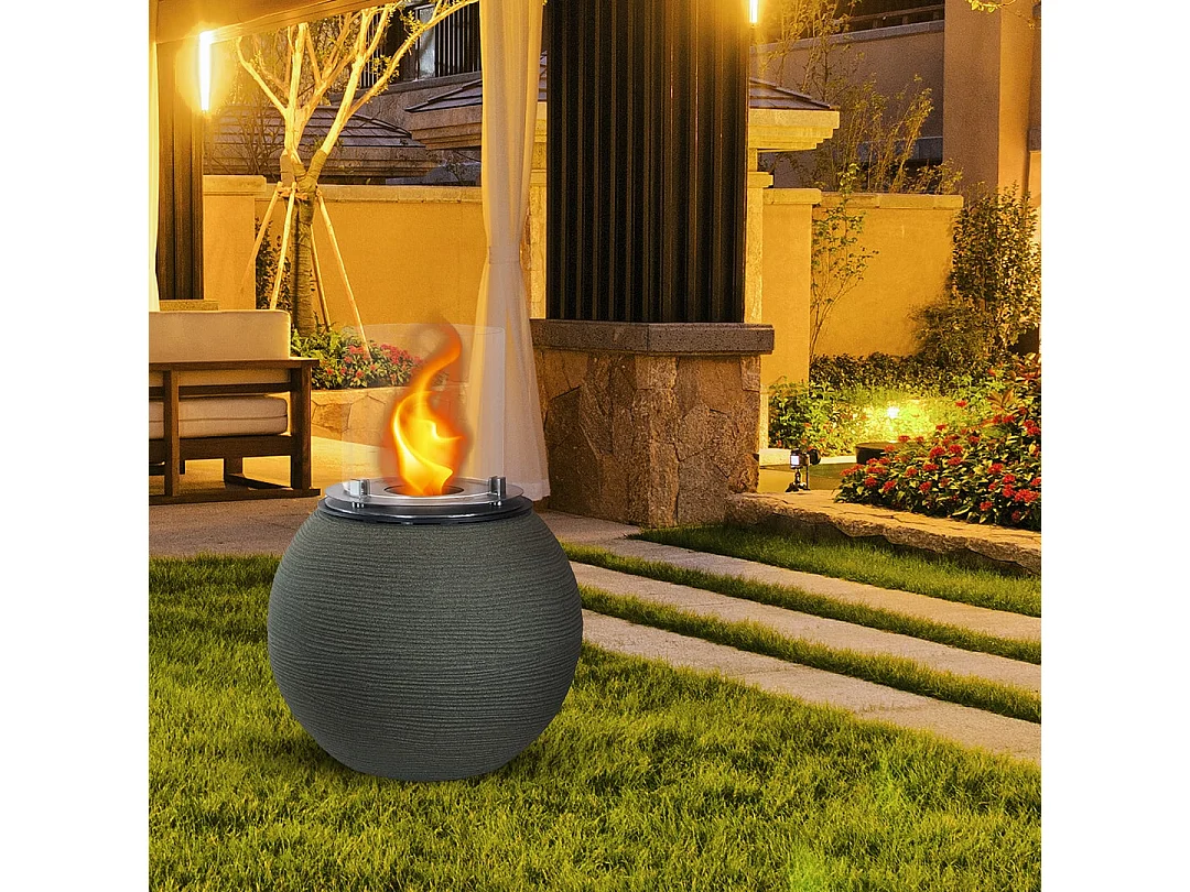 Brasero de jardin cheminée au bioéthanol pour intérieur et extérieur BOTTICELLI Vert Sauge d.40 x h54