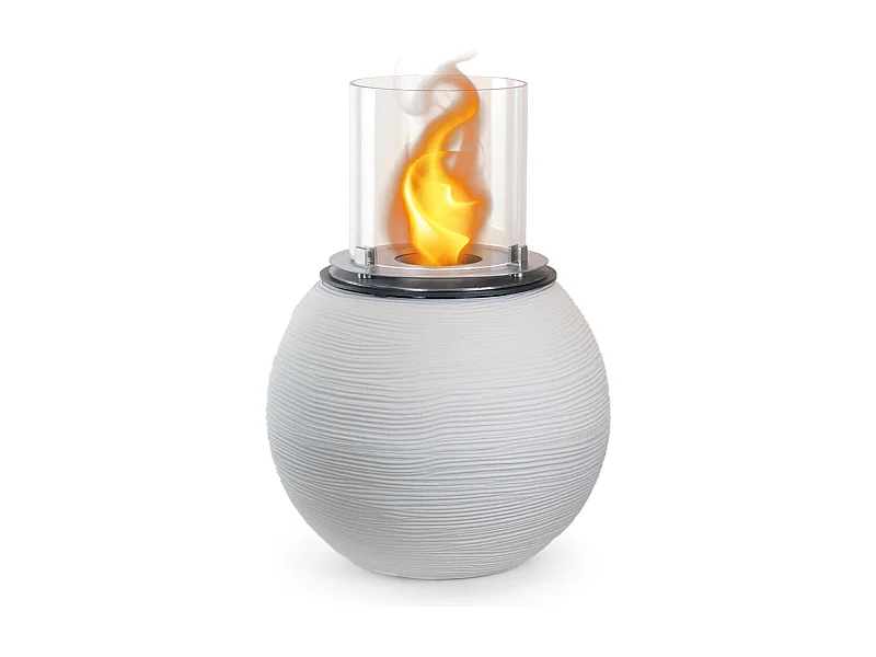 Chimenea de bioetanol para suelo de jardín, para interior y exterior, BOTTICELLI Blanco Perla d.40 x h54