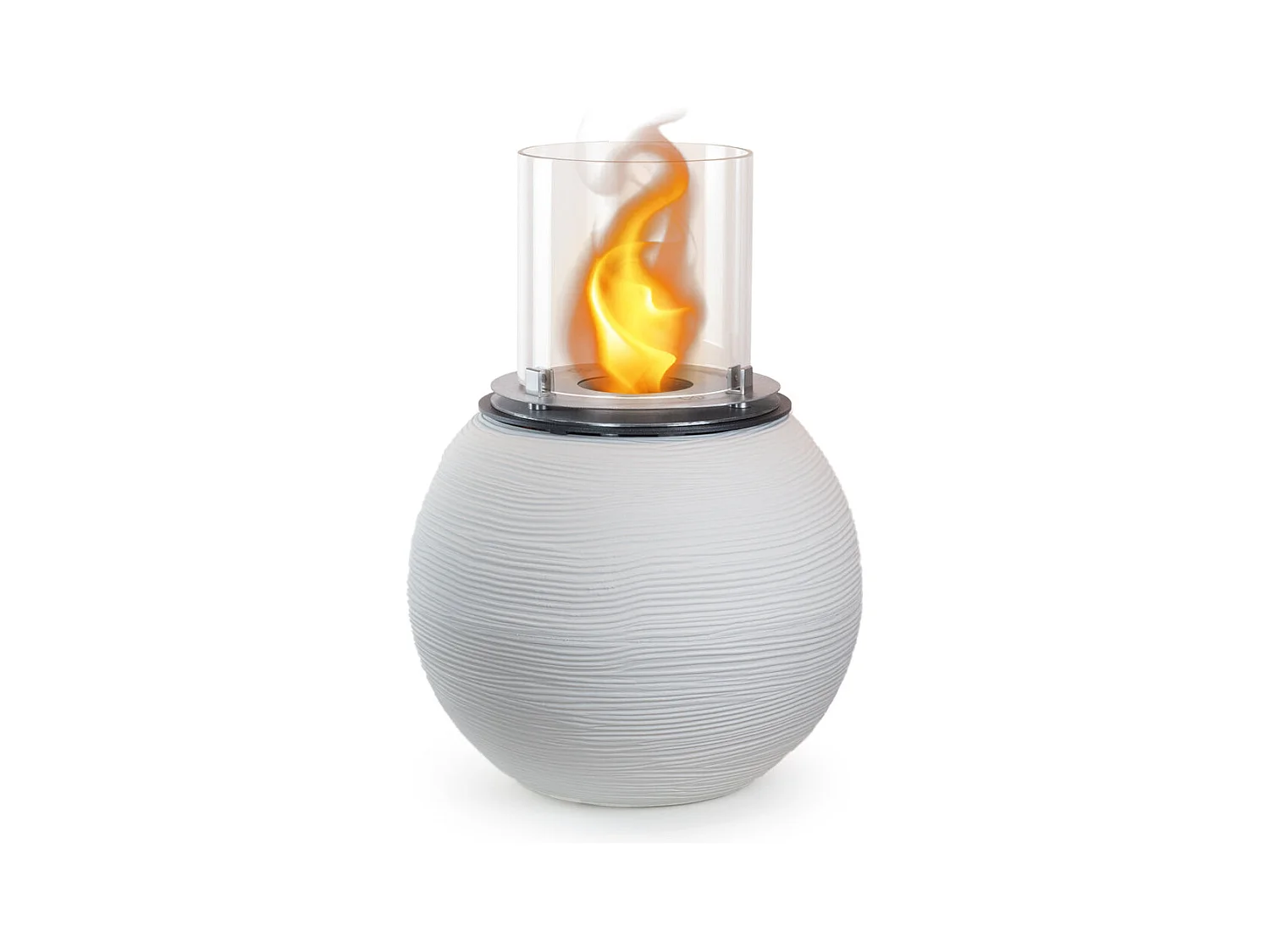 Brasero de jardin cheminée au bioéthanol pour intérieur et extérieur BOTTICELLI Blanc Perle d.40 x h54