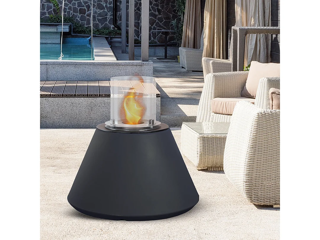 Brasero de jardin cheminée au bioéthanol pour intérieur et extérieur STROMBOLI Anthracite d.60xh56