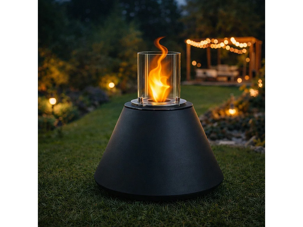 Brasero de jardin cheminée au bioéthanol pour intérieur et extérieur STROMBOLI Anthracite d.60xh56