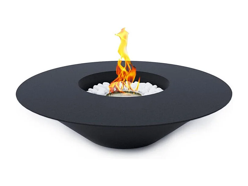 Cheminée au bioéthanol brasero de jardin rond pour extérieur SANTORINI Noir d.60