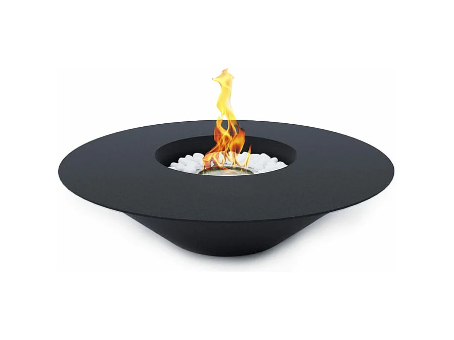 Divina Fire -  Bioethanol-Kamin runder Garten-Kohlenbecken für den Außenbereich SANTORINI Schwarz d.60