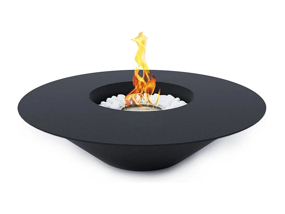 Cheminée au bioéthanol brasero de jardin rond pour extérieur SANTORINI Noir d.60