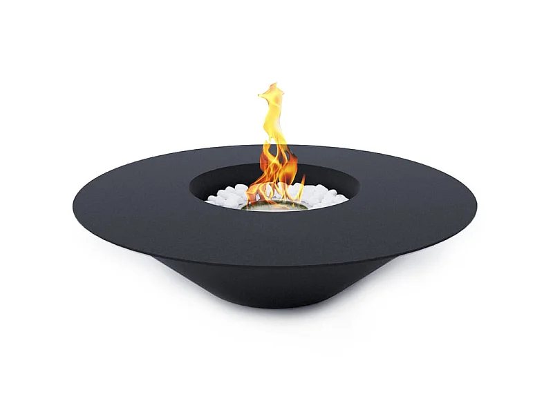 SANTORINI Black Round Outdoor Garden Brazier Bioethanol Fireplace D.60