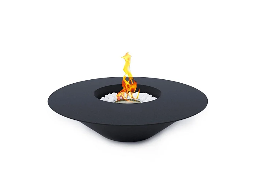 SANTORINI Black Round Outdoor Garden Brazier Bioethanol Fireplace D.60