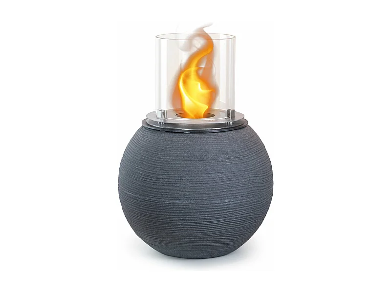 Bioethanol-Kamin, Garten-Kohlenbecken für drinnen und draußen, BOTTICELLI, graues Gusseisen, D. 40 x H. 54