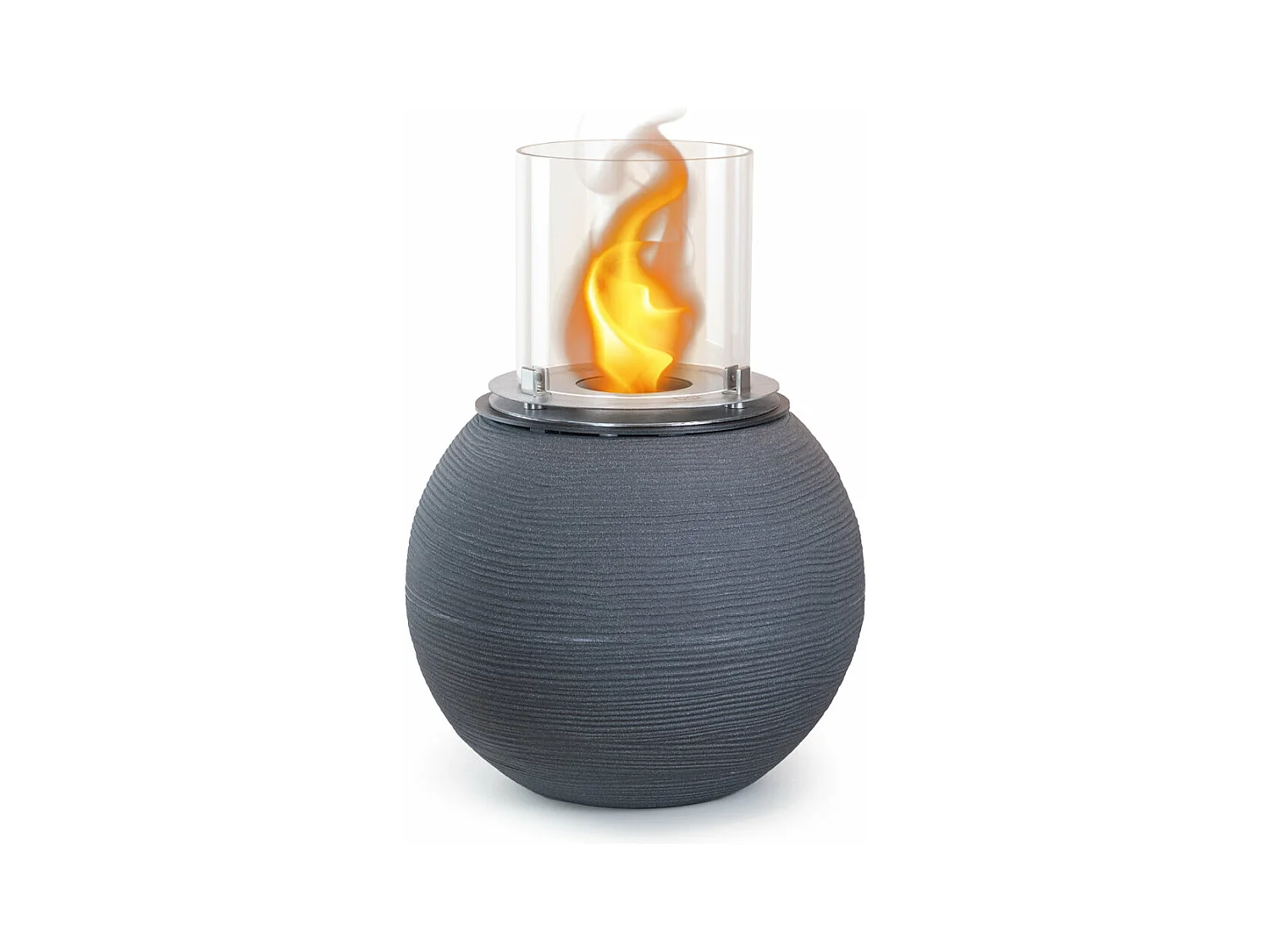 Brasero de jardin cheminée au bioéthanol pour intérieur et extérieur BOTTICELLI Fonte Grise d.40 x h54
