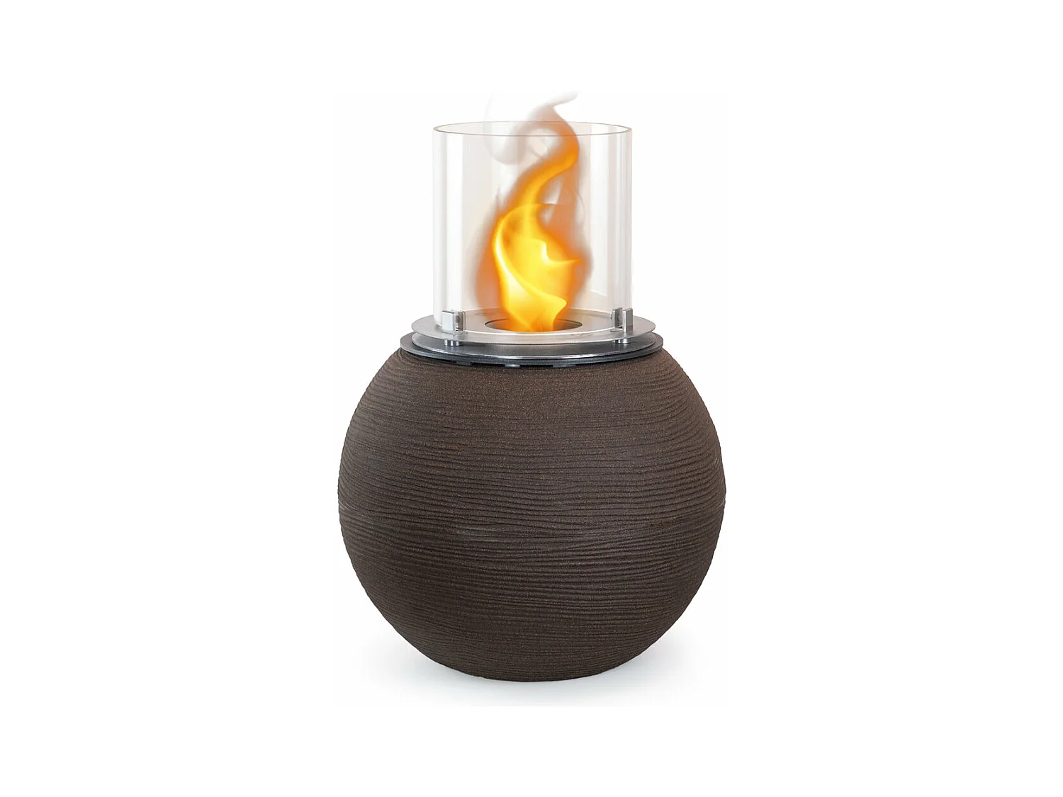 Brasier de jardin cheminée au bioéthanol pour intérieur et extérieur BOTTICELLI Terra Brown d.40 x h54