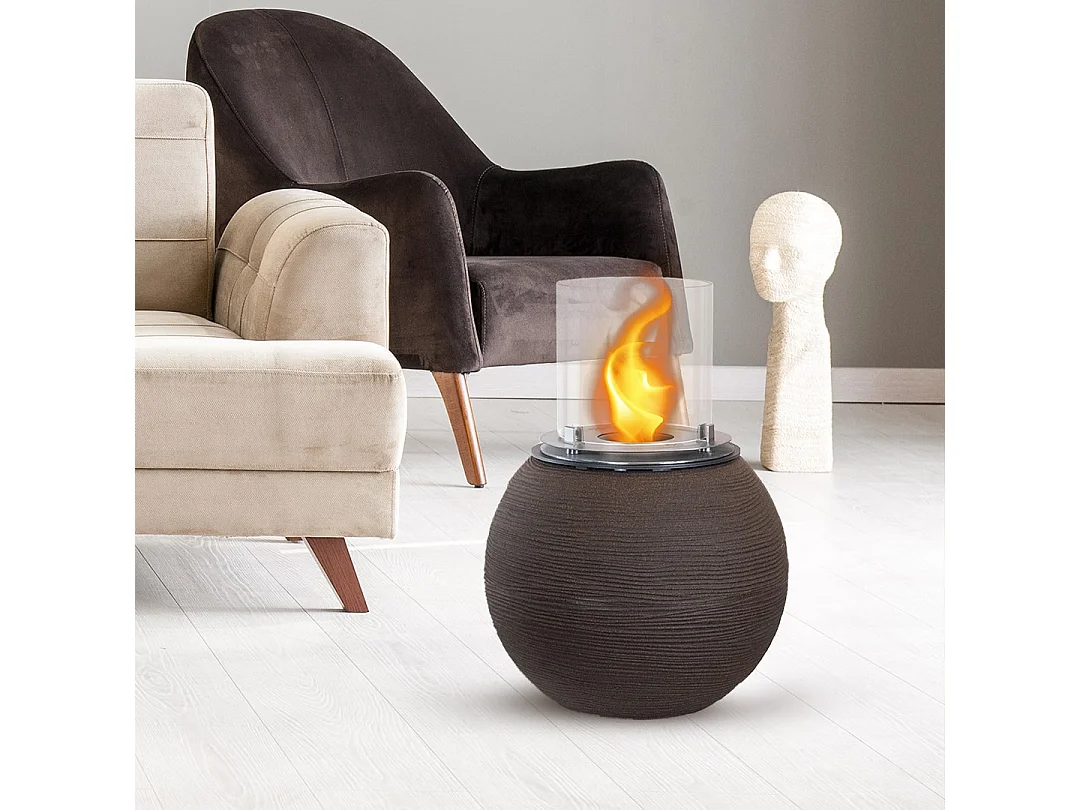 Divina Fire -  Bioethanol-Kamin-Gartenkohlebecken für drinnen und draußen BOTTICELLI Terra Brown d.40 x h54