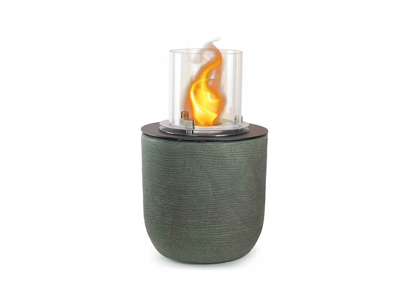 Brasero de jardin cheminée au bioéthanol pour intérieur et extérieur RAFFAELLO Sauge Verte d.35 x h55