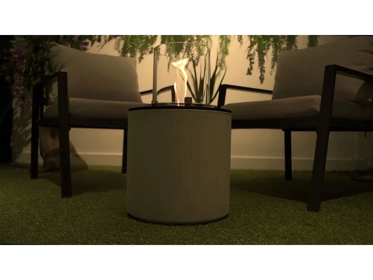 Brasero de jardin cheminée au bioéthanol pour intérieur et extérieur MODIGLIANI Corda Beige d.36 x h56