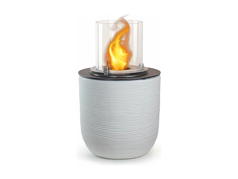 Chimenea de bioetanol para suelo de jardín, interior y exterior RAFFAELLO Blanco Perla d.35 x h55