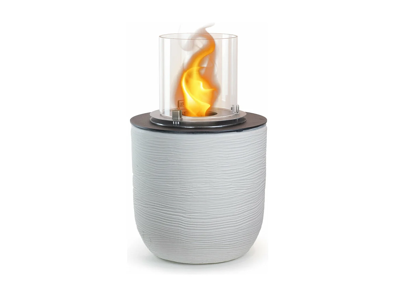 Chimenea de bioetanol para suelo de jardín, interior y exterior RAFFAELLO Blanco Perla d.35 x h55