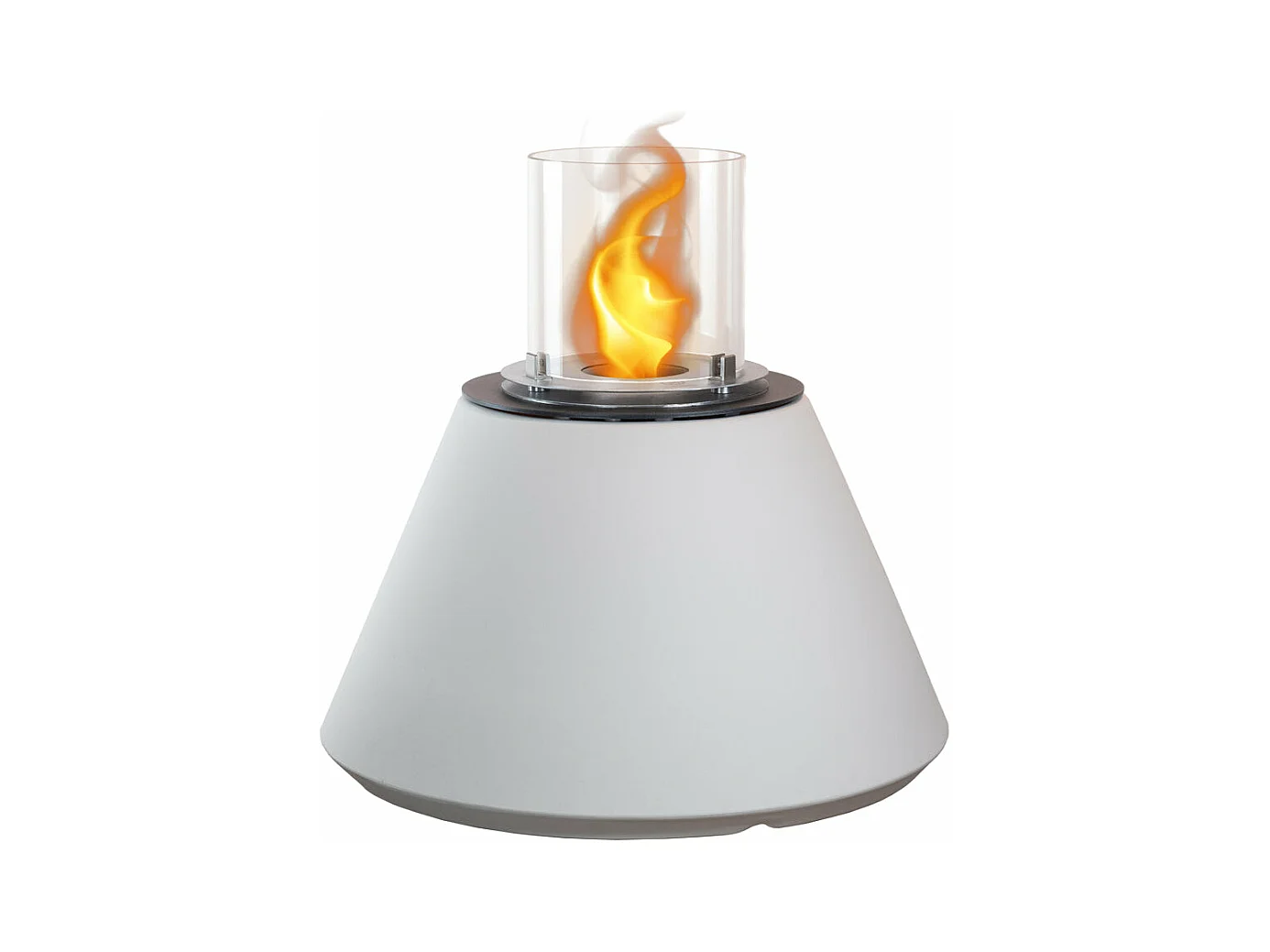 Brasero de jardin cheminée au bioéthanol pour intérieur et extérieur STROMBOLI Blanc Perle d.60 x h56