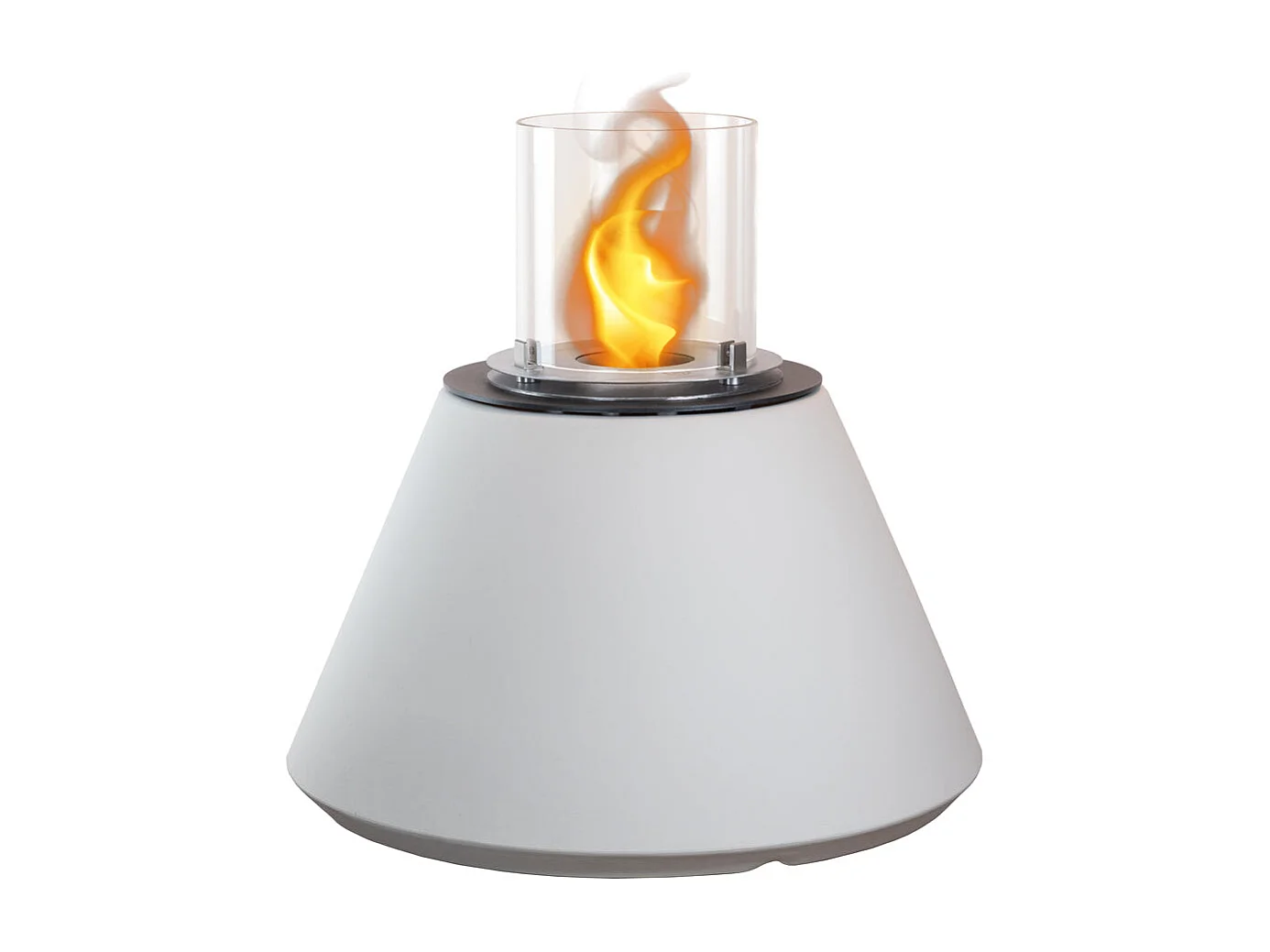 Chimenea de bioetanol para suelo de jardín, interior y exterior STROMBOLI Blanco Perla d.60 x h56