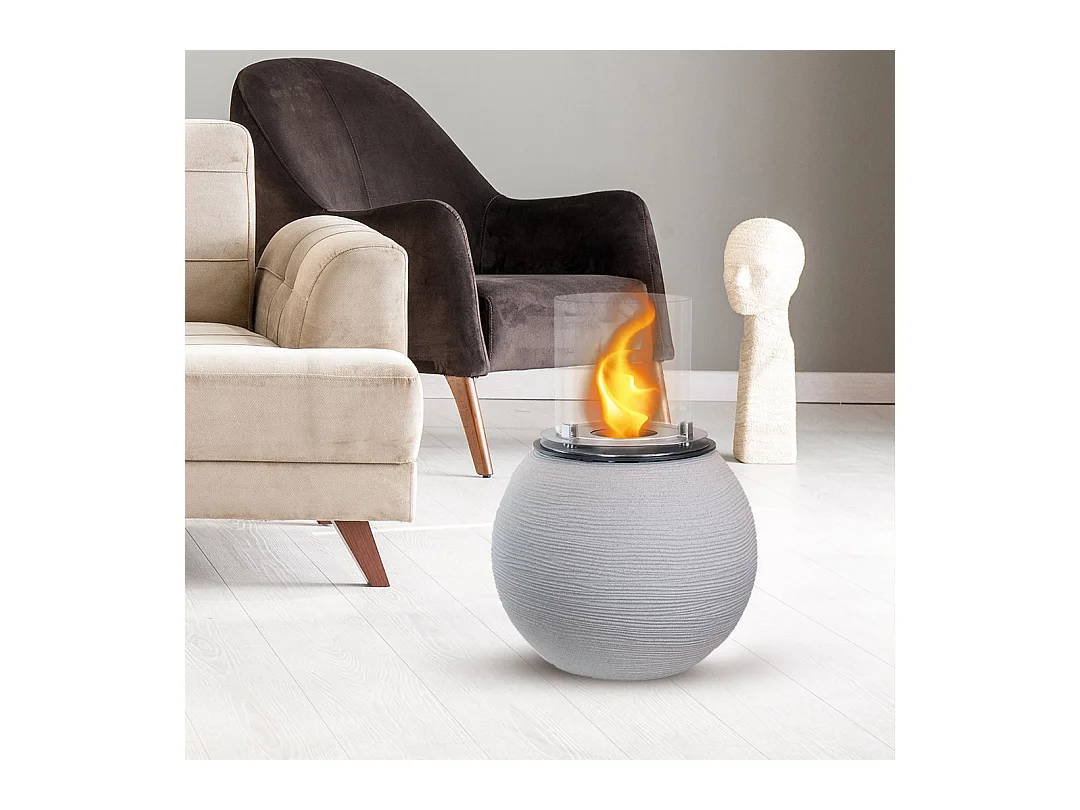 Chimenea de bioetanol brasero de suelo para jardín para interior y exterior BOTTICELLI Corda Beige d.40 x h54