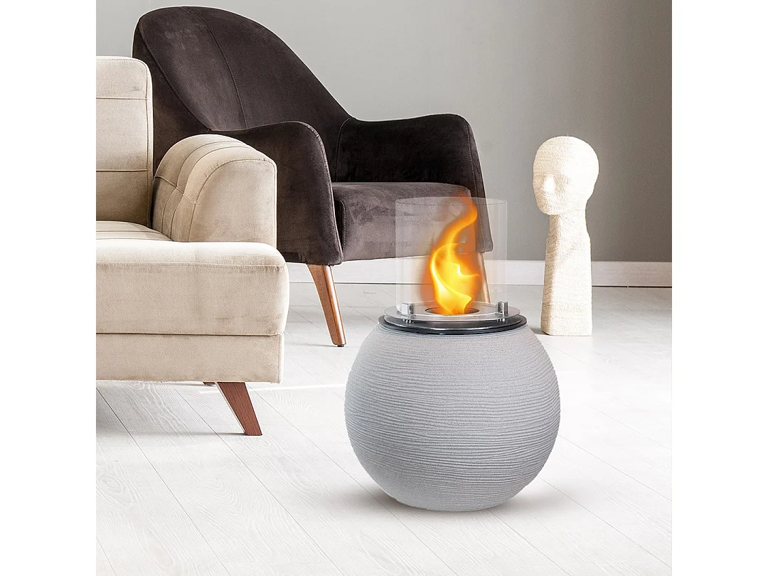 Brasero de jardin cheminée au bioéthanol pour intérieur et extérieur BOTTICELLI Corda Beige d.40xh54