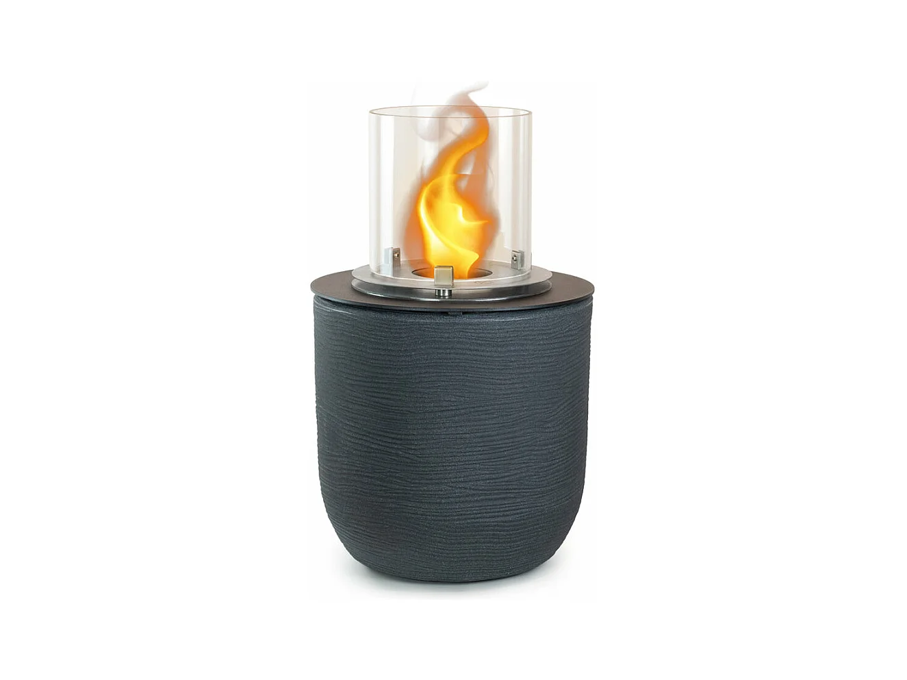 Brasero de jardin cheminée au bioéthanol pour intérieur et extérieur RAFFAELLO Ghisa Grigio d.35 x h55