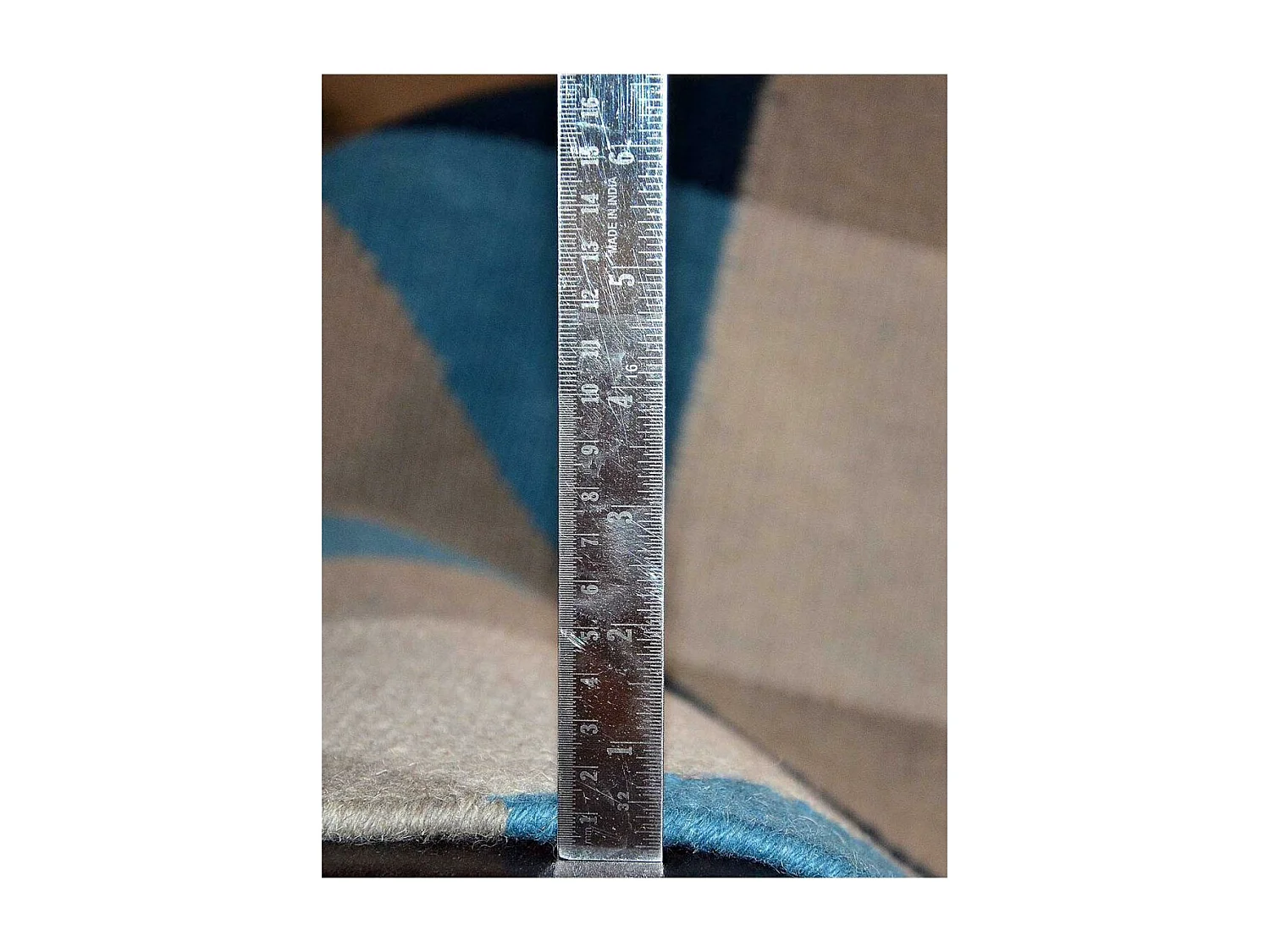 tapis salle à manger 240x340 fait main en laine bleu et crème