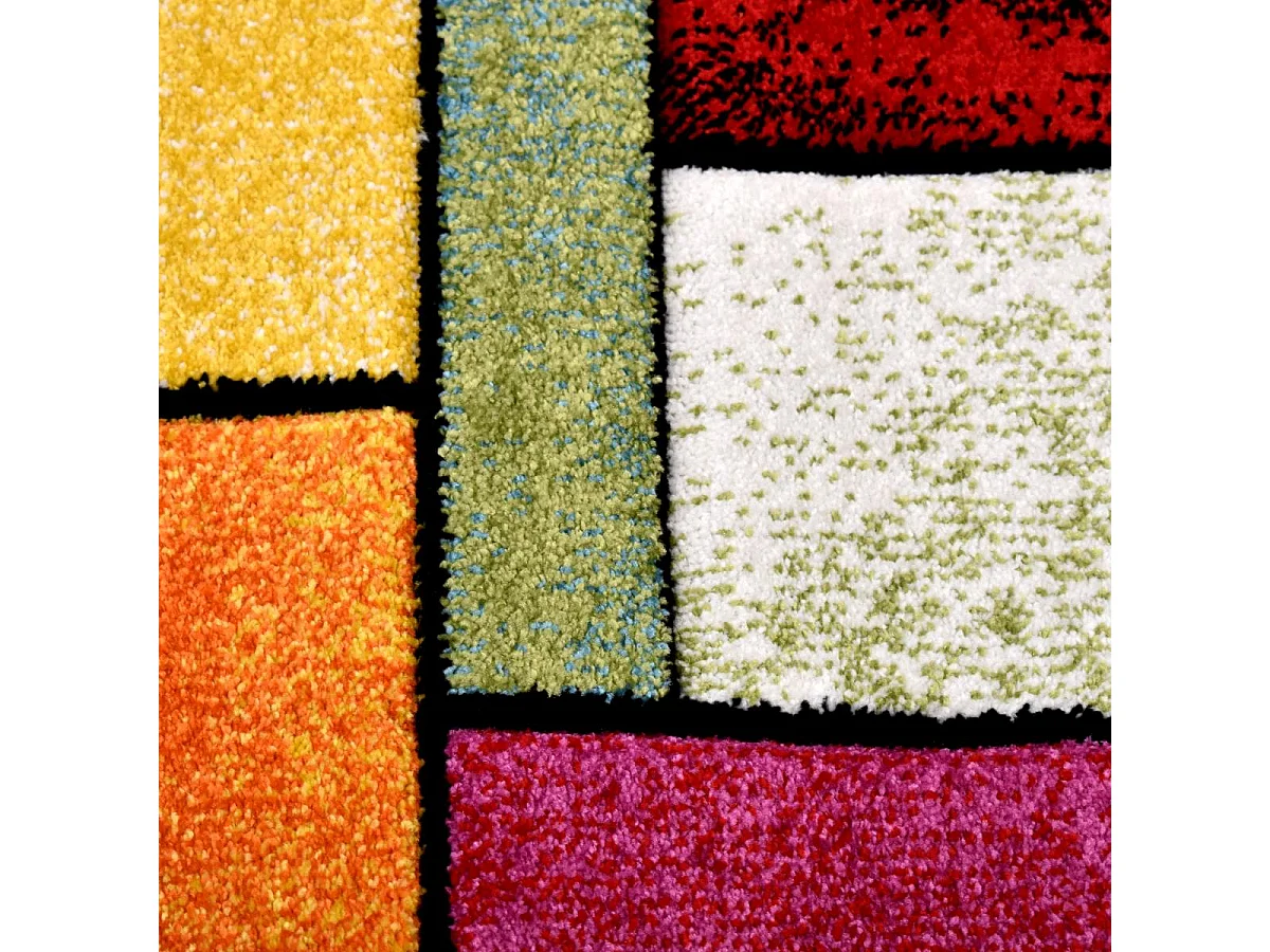tapis entrée 40x60 tissé mutlicolore rectangle motif géométrique LYN8 GEOME