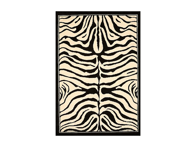 tapis salon 120x160 tissé noir rectangle motif animaux LYN1 ZEBRO
