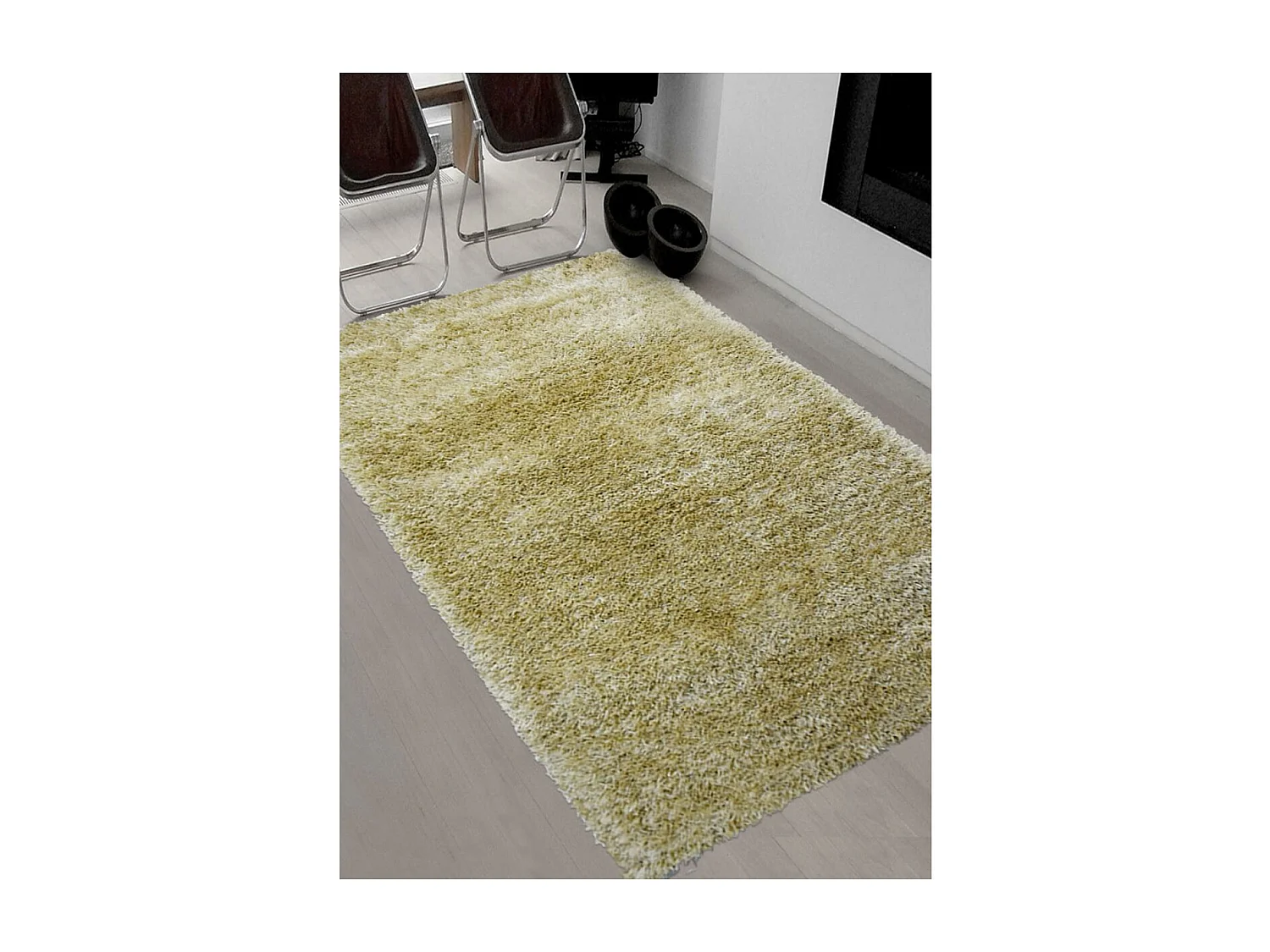 Tapis shaggy 160x230 rectangle fait main crème motif uni  MALAIDROY