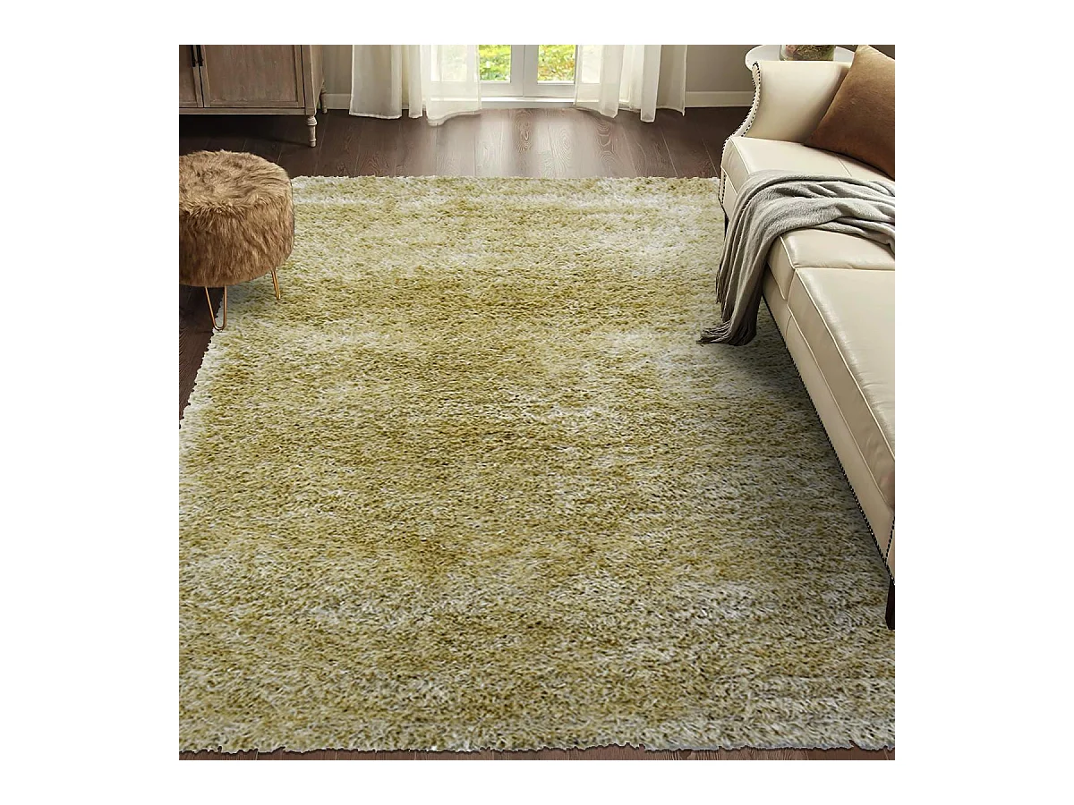 Tapis shaggy 160x230 rectangle fait main crème motif uni  MALAIDROY