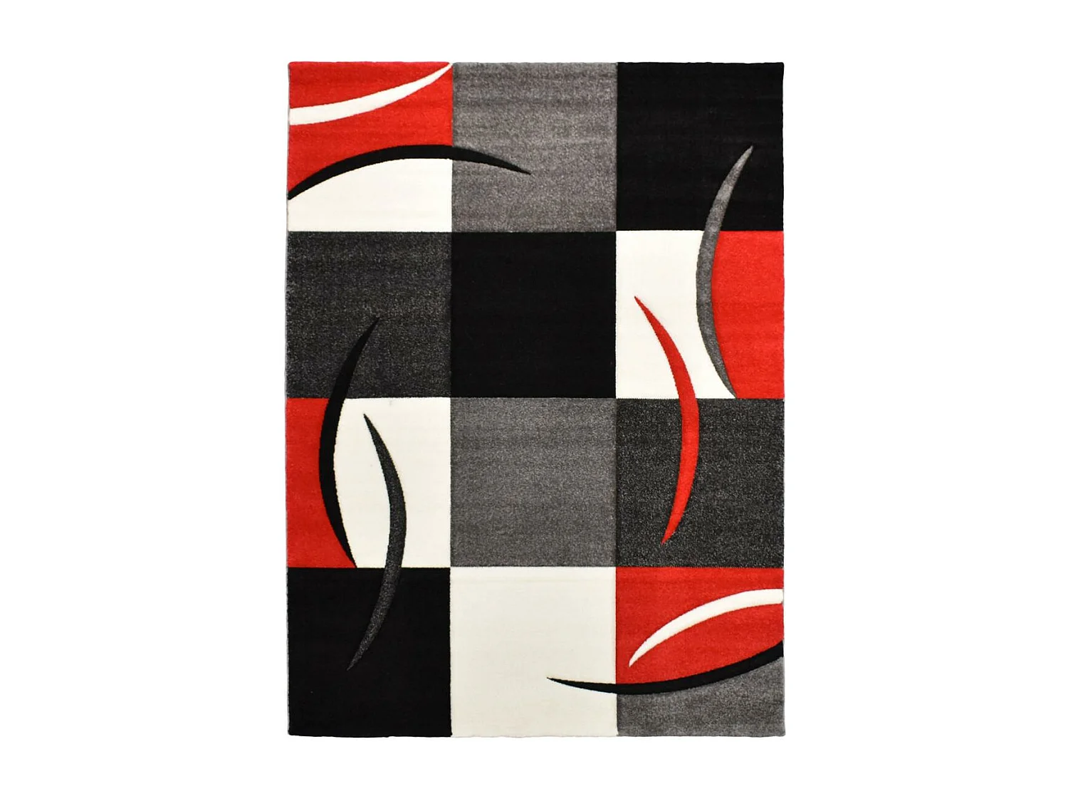 tapis salon 120x170 tissé rouge rectangle motif géométrique DI 65