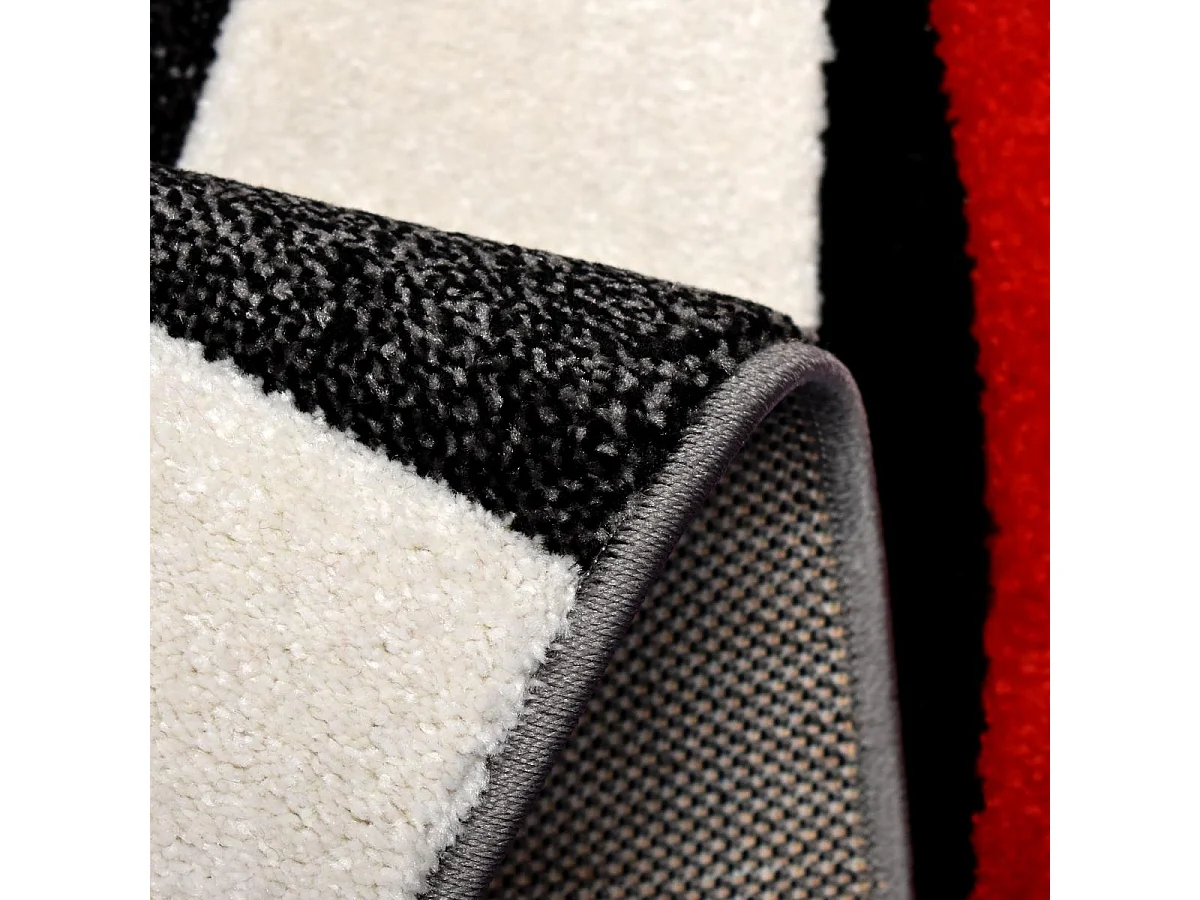 tapis salon 120x170 tissé rouge rectangle motif géométrique DI 65