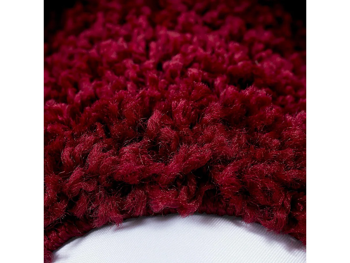 Tapis poils longs shaggy 60x110 rectangle tissé rouge clair et rouge foncé