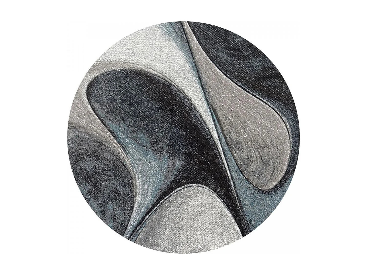 tapis salon Ø200cm tissé bleu et gris rond motif géométrique LYN8 MADILA