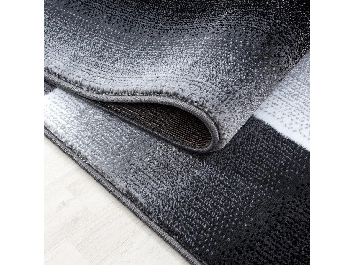 tapis salon 200x290 tissé noir et gris rectangle motif géométrique FLORINA