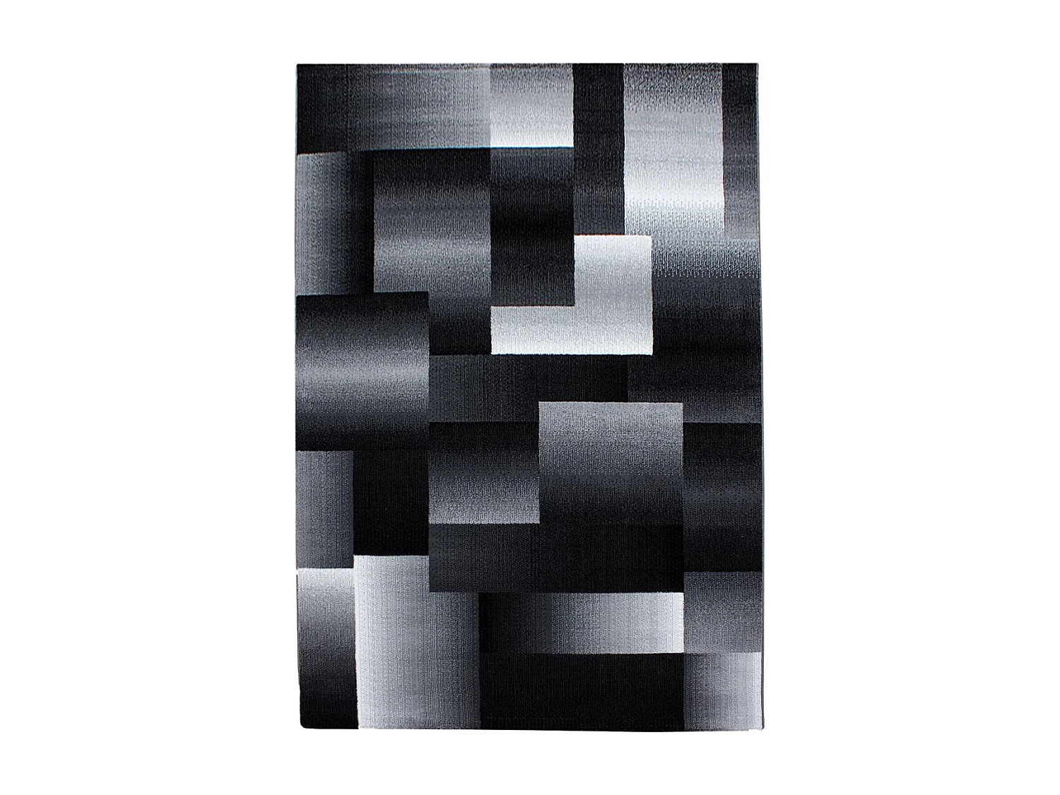 tapis salon 200x290 tissé noir et gris rectangle motif géométrique FLORINA