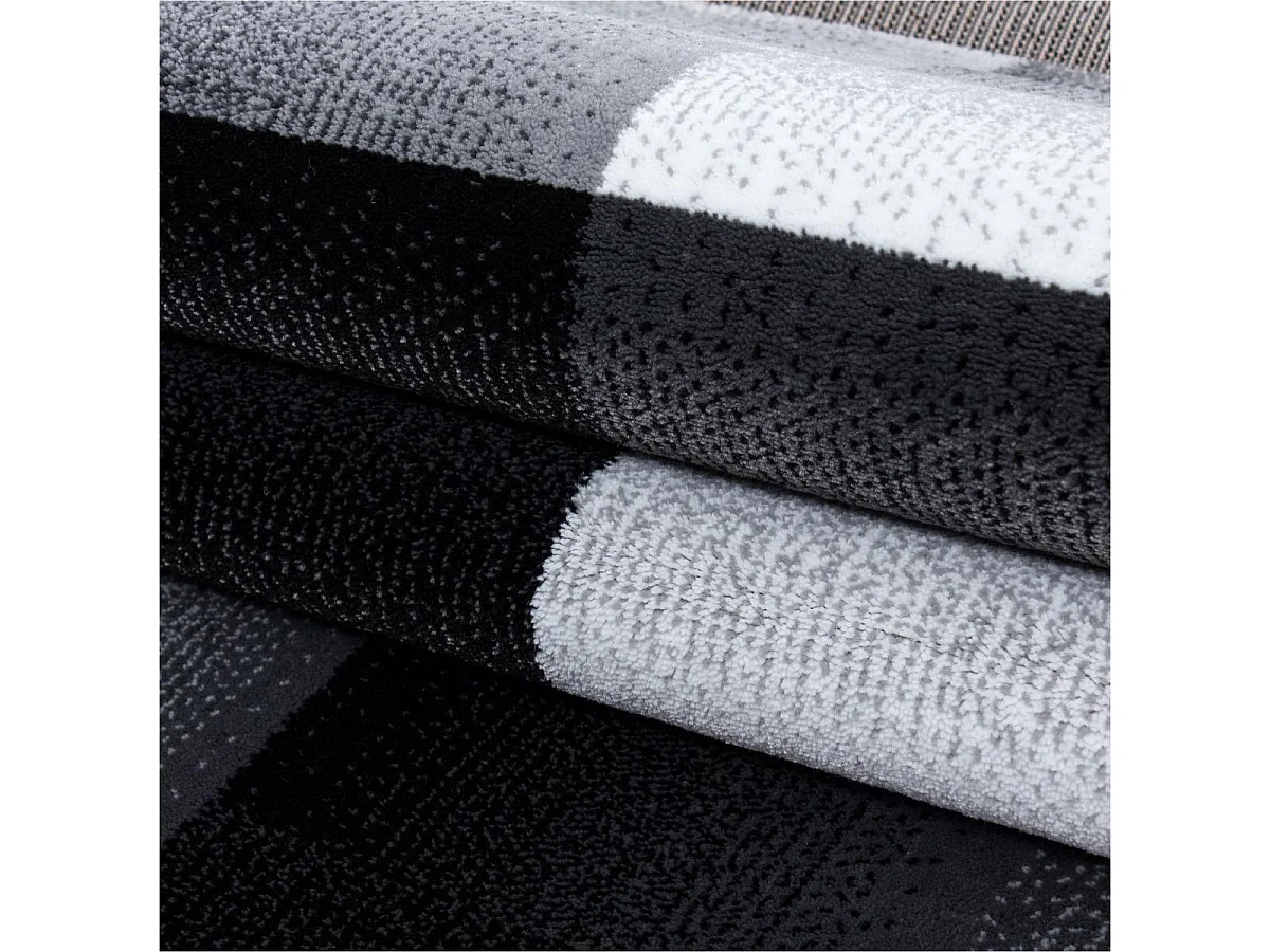 tapis salon 200x290 tissé noir et gris rectangle motif géométrique FLORINA