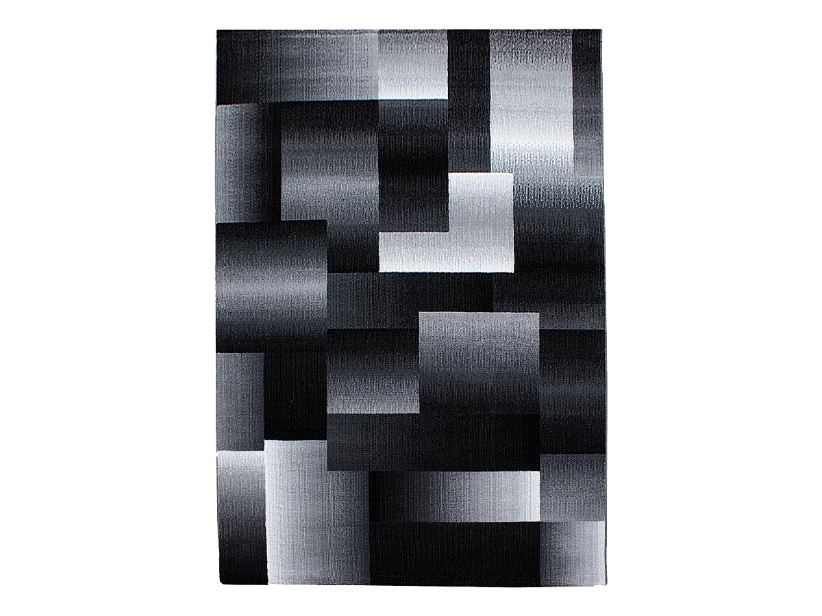 tapis salon 200x290 tissé noir et gris rectangle motif géométrique FLORINA