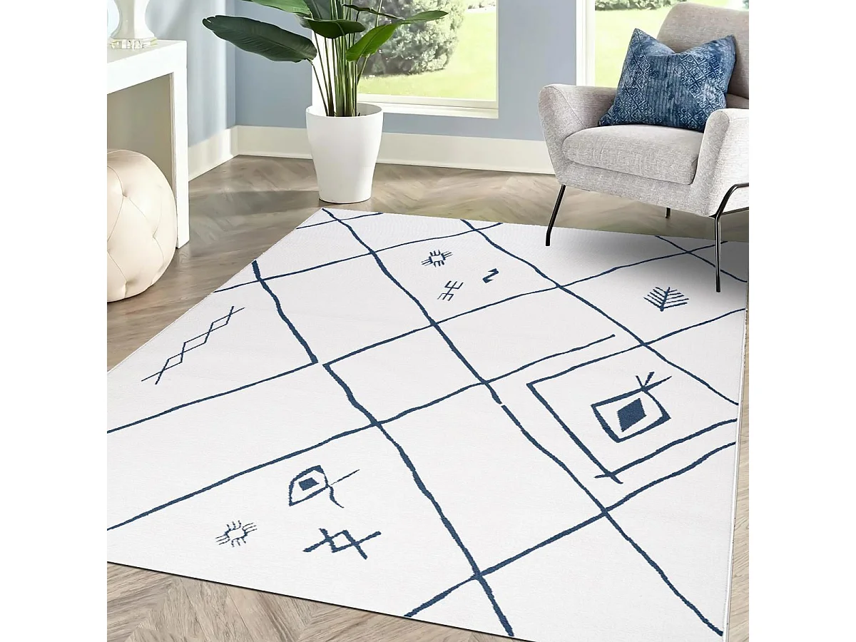 Tapis berbère 160x230 tissé motif ethnic SAFI crème